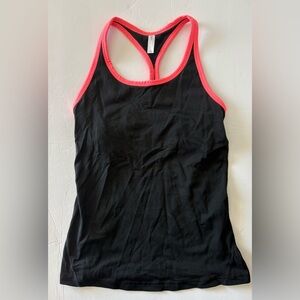 Gap Fit Size Small Women's Black Pink Racerback Tank Top Built in Shelf Bra